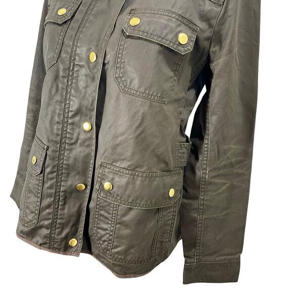 J.Crew Women’s Green Downtown Waxed Canvas Field Jacket Casual Size Small - Picture 2 of 11